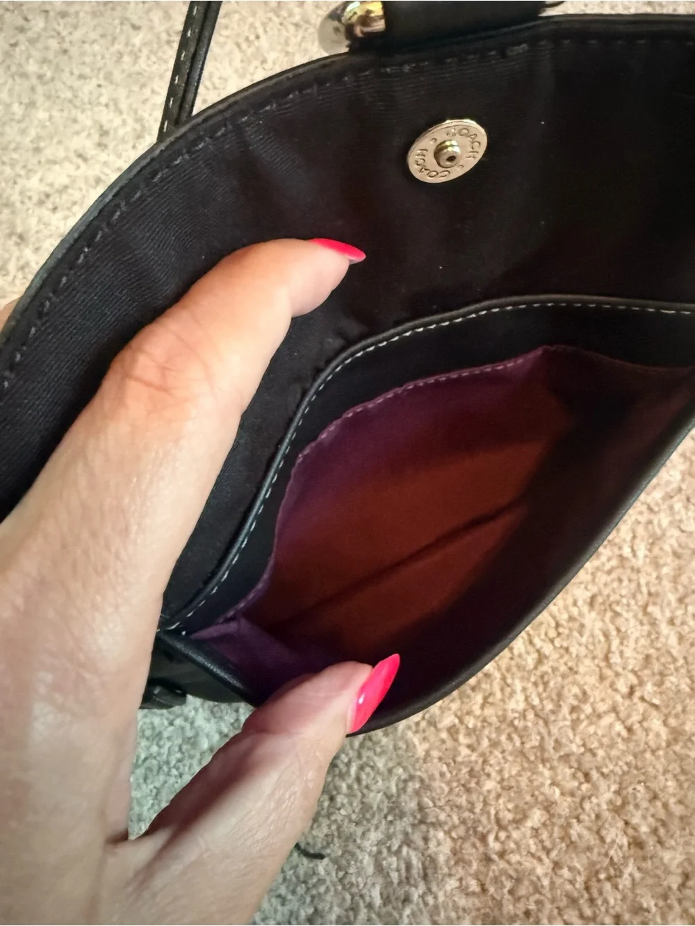 Coach Black Leather Wristlet Clutch with Silver Buckle